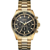 Guess Chaser Chronograph Black Dial Gold Steel Strap Watch for Men - W0170G2 Authentic Buy Shop Now
