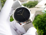 Calvin Klein City Chronograph Black Dial Silver Mesh Bracelet Watch for Men - K2G2G121 Authentic Buy Shop Now