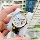 Versace V-Circle The Clans Edition Silver Dial Multicolor Leather Strap Watch for Women - VE8100118 Authentic Buy Shop Now