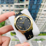 Versace Audrey Quartz Black Dial Black Leather Strap Watch for Women - VELR00319 Authentic Buy Shop Now