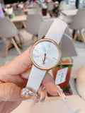 Calvin Klein Accent Silver Dial White Leather Strap Watch for Women - K2Y216K6 Authentic Buy Shop Now
