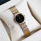Movado Veturi Quartz Black Dial Two Tone Steel Strap Watch for Women - 0606933 Authentic Buy Shop Now