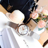Gucci Diamantissima Quartz Diamonds Mother of Pearl Dial Silver Mesh Bracelet Watch for Women - YA141504 Authentic Buy Shop Now
