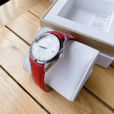 Tissot Couturier Lady Silver Dial Red Leather Strap Watch for Women - T035.210.16.031.01 Authentic Buy Shop Now