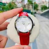 Tissot Couturier White Dial Red Leather Watch For Women - T035.210.16.011.01 Authentic Buy Shop Now