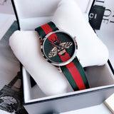 Gucci Le Marche des Merveilles Red & Green Dial Red & Green Nylon Strap Unisex Watch - YA1264060 Authentic Buy Shop Now