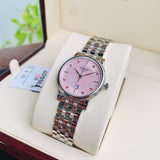 Tissot Carson Premium Lady Mother of Pearl Pink Dial Silver Steel Strap Watch For Women - T122.210.11.159.00 Authentic Buy Shop Now