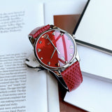 Gucci G-Timeless Mother of Pearl Red Dial Red Leather Strap Watch For Women - YA1264041 Authentic Buy Shop Now