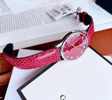 Gucci G-Timeless Mother of Pearl Red Dial Red Leather Strap Watch For Women - YA1264041 Authentic Buy Shop Now