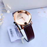 Movado Bold Rose Gold Dial Brown Leather Strap Watch For Women - 3600438 Authentic Buy Shop Now