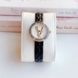 Versace Virtus Quartz White Dial Black Leather Strap Watch For Women - VET300421 Authentic Buy Shop Now