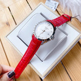 Tissot Couturier Lady Silver Dial Red Leather Strap Watch for Women - T035.210.16.031.01 Authentic Buy Shop Now
