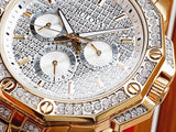 Bulova Crystal Collection Octova White Dial Gold Steel Strap Watch for Men - 98C126 Authentic Buy Shop Now