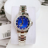 Bulova Crystal Collection Blue Mother of Pearl Dial Silver Steel Strap Watch for Women - 96L238 Authentic Buy Shop Now
