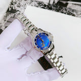Bulova Crystal Collection Blue Mother of Pearl Dial Silver Steel Strap Watch for Women - 96L238 Authentic Buy Shop Now
