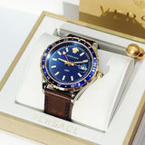 Versace Hellenyium GMT Blue Dial Brown Leather Strap Watch for Men - V11080017 Authentic Buy Shop Now