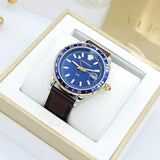 Versace Hellenyium GMT Blue Dial Brown Leather Strap Watch for Men - V11080017 Authentic Buy Shop Now