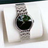 Movado Classic Quartz Black Dial Silver Steel Strap Watch for Men - 0606337 Authentic Buy Shop Now