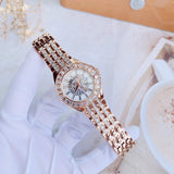 Bulova Phantom White Dial with Swarovski Baguettes Rose Gold Steel Strap Watch for Women - 98L268 Authentic Buy Shop Now