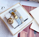 Versace Medusa Lock Icon Quartz White Dial Blue Leather Strap Watch for Women - VEDW00419 Authentic Buy Shop Now