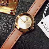 Movado Bold Gold Dial Brown Leather Strap Watch for Women - 3600437 Authentic Buy Shop Now
