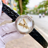 Versace Virtus Quartz White Dial Black Leather Strap Watch For Women - VET300421 Authentic Buy Shop Now