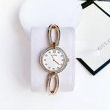 Bulova Crystal Collection Mother of Pearl Dial Gold Steel Strap Watch for Women - 98L225 Authentic Buy Shop Now
