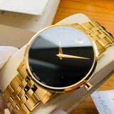 Movado Museum Classic Quartz Black Dial Gold Steel Strap Watch for Men - 0607203 Authentic Buy Shop Now
