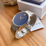 Movado Museum Classic Blue Dial Silver Steel Strap Watch for Men - 0607212 Authentic Buy Shop Now