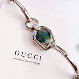 Gucci Horsebit Collection Mother of Pearl Black Dial Silver Steel Strap Watch For Women - YA139503 Authentic Buy Shop Now