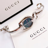 Gucci Horsebit Collection Mother of Pearl Black Dial Silver Steel Strap Watch For Women - YA139503 Authentic Buy Shop Now