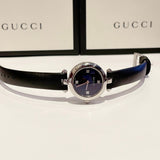 Gucci Diamantissima Quartz Diamonds Black Dial Black Leather Strap Watch for Women - YA141506 Authentic Buy Shop Now