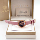 Versace Virtus Quartz Grey Dial Pink Leather Strap Watch for Women - VEHC00319 Authentic Buy Shop Now