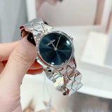 Calvin Klein Snake Black Dial Silver Steel Strap Watch For Women - K6E23141 Authentic Buy Shop Now
