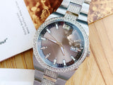 Bulova Crystal Collection Brown Dial Silver Steel Strap Watch for Men - 96B221 Authentic Buy Shop Now