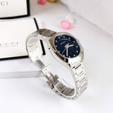 Gucci GG2570 Diamonds Black Dial Silver Steel Strap Watch For Women - YA142404 Authentic Buy Shop Now