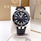 Versace Greca Sport Quartz Black Dial Black Leather Strap Watch For Men - VEZ300221 Authentic Buy Shop Now