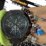 Michael Kors Wren Chronograph Quartz Blue Dial Grey Steel Strap Watch For Women - MK6097 Authentic Buy Shop Now