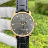 Mido Baroncelli III Automatic Grey Dial Black Leather Strap Watch For Men - M8600.3.13.4 Authentic Buy Shop Now
