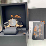 Mido Baroncelli III Automatic Grey Dial Black Leather Strap Watch For Men - M8600.3.13.4 Authentic Buy Shop Now