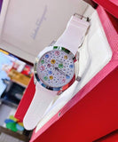 Guess Wanderlust Crystals Silver Dial White Rubber Strap Watch for Women - W1059L1 Authentic Buy Shop Now