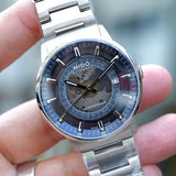 Mido Commander Automatic Gradient Blue Dial Silver Steel Strap Watch For Men - M021.407.11.411.01 Authentic Buy Shop Now