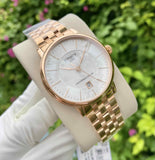 Tissot T Classic Carson Premium Automatic White Dial Rose Gold Steel Strap Watch for Men - T122.407.33.031.00 Authentic Buy Shop Now