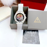 Guess Poseidon Chronograph Rainbow Dial White Silicone Strap Watch For Men - GW0425G4 Authentic Buy Shop Now