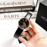 Movado Ultra Slim Black Dial Black Leather Strap Watch For Men - 0607087 Authentic Buy Shop Now