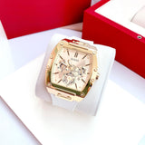 Guess Phoenix Multifunction Gold Dial White Leather Strap Watch for Men - GW0202G6 Authentic Buy Shop Now