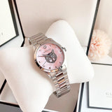 Gucci G Timeless Quartz Mother of Pearl Pink Dial Silver Steel Strap Watch for Women - YA1264166 Authentic Buy Shop Now