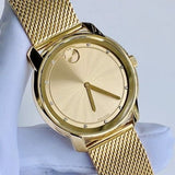 Movado Bold Diamonds Gold Dial Gold Mesh Bracelet Watch For Men - 3600460 Authentic Buy Shop Now