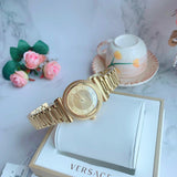 Versace V-Motif Gold Dial Gold Steel Strap Watch for Women - VERE00618 Authentic Buy Shop Now