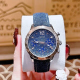 Guess Marina Chronograph Blue Dial Blue Denim Strap Watch For Women - W1057L1 Authentic Buy Shop Now